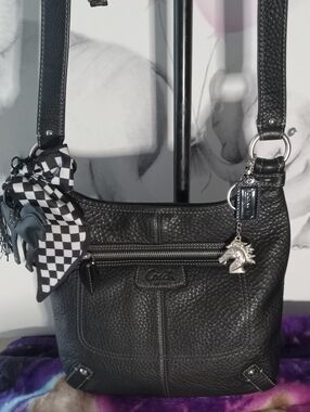 Coach Penelope Black Pebbled Leather Hippie Crossbody NWT
